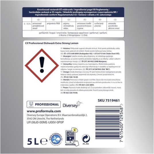 CIF Professional Extra Strong - płyn do naczyń cytrynowy - 5 l -zdjęcie numer 3
