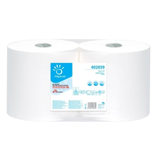 Czyściwo celulozowe Papernet 402059 - Białe - 232 m - 2 rolki -zdjęcie numer 1