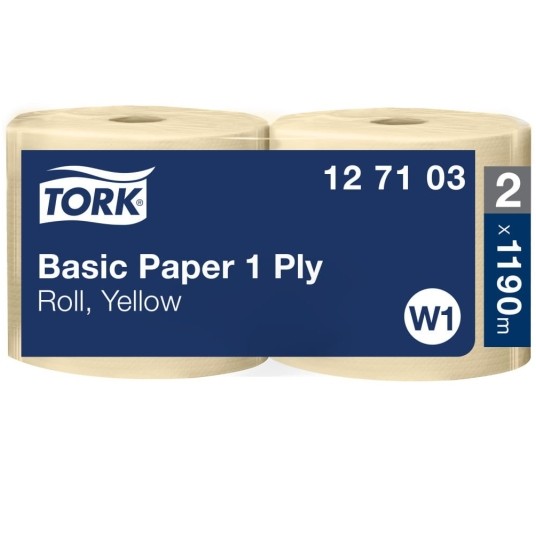 Czyściwo papierowe Tork 127103 - żółte - 1190 m - 2 rolki - system W1 -zdjęcie numer 1