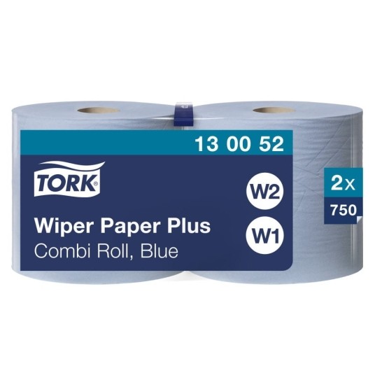 Czyściwo papierowe Tork 130052 - Centerfeed maxi - niebieskie - 255 m - 2 rolki - system W1/W2 -zdjęcie numer 1