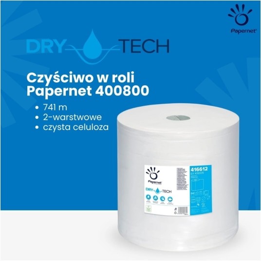 Czyściwo przemysłowe Papernet 416612 DryTech - celuloza - białe - 360 m - 1 rolka -zdjęcie numer 4