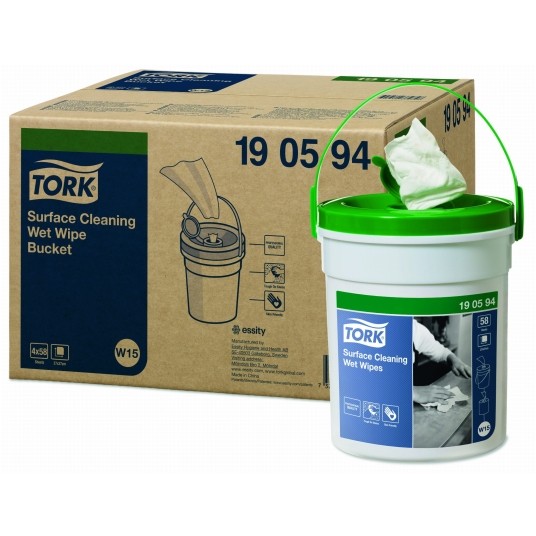 Czyściwo Tork 190594 - małe wiaderka i wkłady - białe - 15,7 m - do powierzchni - 4 szt - system W15 -zdjęcie numer 1
