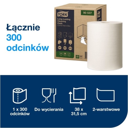 Czyściwo włókninowe Tork 90537 - Centerfeed maxi - białe - 114 m - 1 rolka - system W1/W2/W3 -zdjęcie numer 6