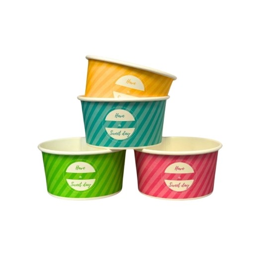 Kubeczki papierowe na lody - bez plastiku - mix kolorów - 160 ml - 50 szt. -zdjęcie numer 1