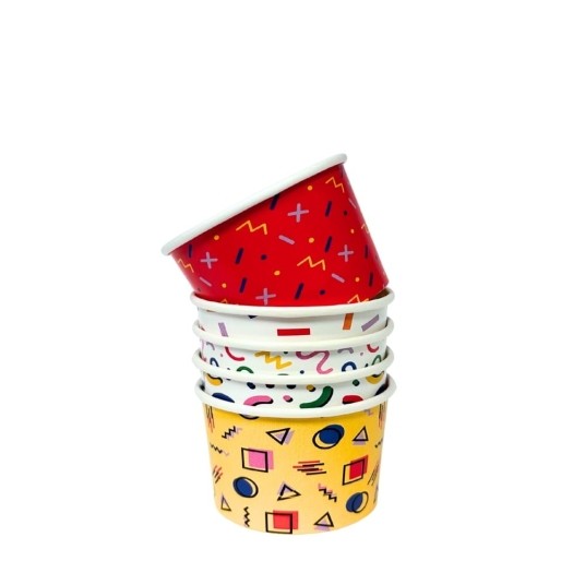 Kubeczki papierowe na lody i desery - Memphis mix kolorów - 130 ml -zdjęcie numer 1