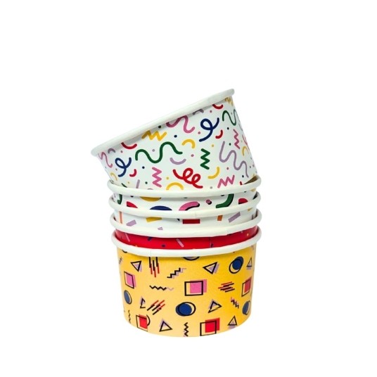 Kubeczki papierowe na lody i desery - Memphis mix kolorów - 160 ml -zdjęcie numer 1