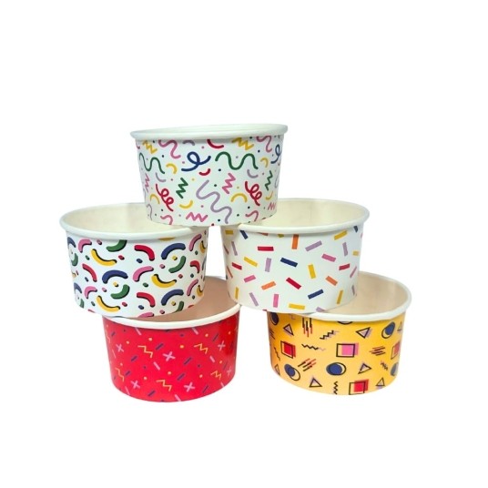 Kubeczki papierowe na lody i desery - Memphis mix kolorów - 160 ml -zdjęcie numer 3