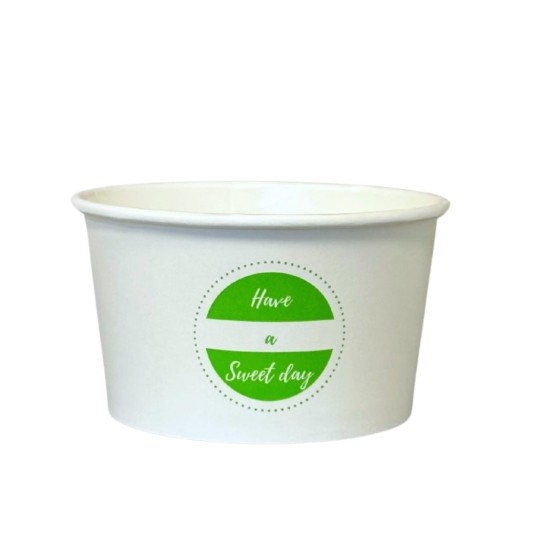 Kubeczki / pucharki papierowe na lody bez plastiku – białe z nadrukiem - 360 ml – 45 szt. -zdjęcie numer 1