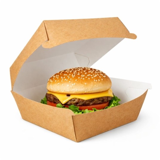 Opakowanie na burgera 14,5 x 14,5 x 10 cm - kraft - 75 szt. -zdjęcie numer 3