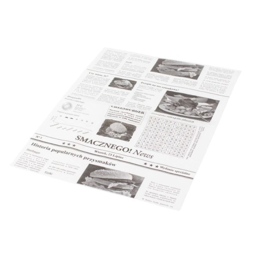 Papier do pakowania w arkuszach 30 x 40 cm powlekany PE - biały "gazeta" - 1000 szt. -zdjęcie numer 1
