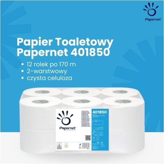 Papier toaletowy Papernet 401850 - mini jumbo - 170 m - 12 rolek -zdjęcie numer 4