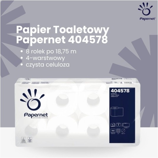 Papier toaletowy Papernet 404578 - 4 warstwy - 18,75 m - 8 rolek - T4 -zdjęcie numer 4