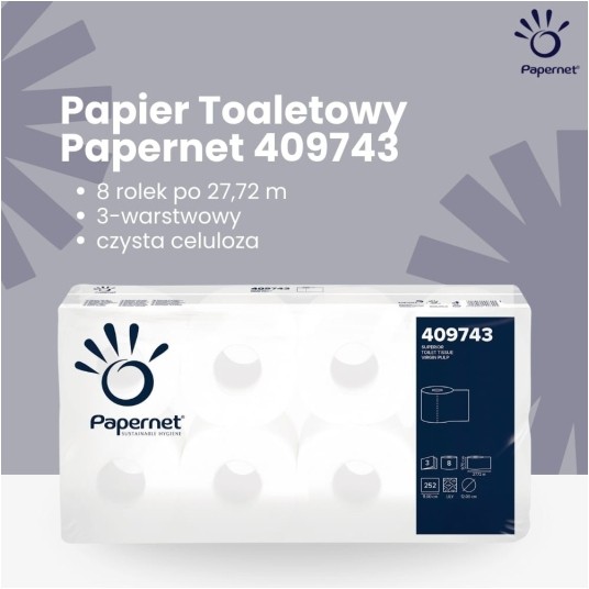 Papier toaletowy Papernet 409743 - 3 warstwy - 27,7 m - 8 rolek - T4 -zdjęcie numer 3