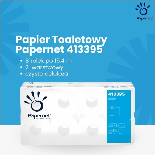 Papier toaletowy Papernet 413395 - 2 warstwy - 15,4 m - 8 rolek - T4 -zdjęcie numer 3