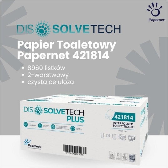 Papier toaletowy w składce Papernet 421814 - Dissolve Tech Plus - 8960 listków -zdjęcie numer 5