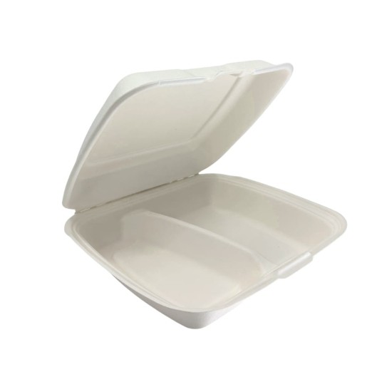 Pojemnik obiadowy menu box BIO z włókna - dwukomorowy - 23 x 20,5 cm - 50 szt. -zdjęcie numer 1