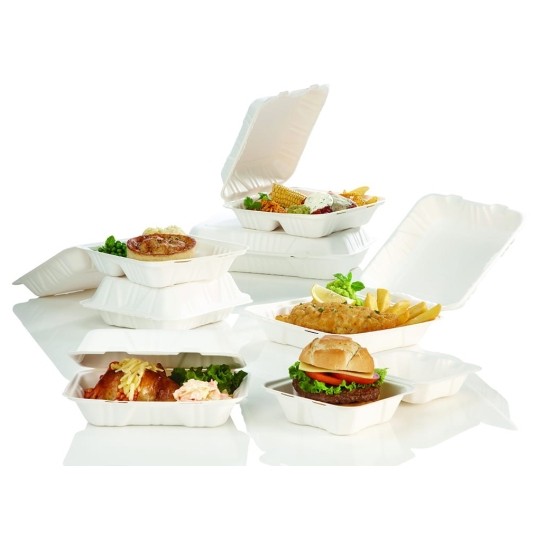 Pojemnik obiadowy menu box BIO z włókna - jednokomorowy - 50 szt. -zdjęcie numer 2