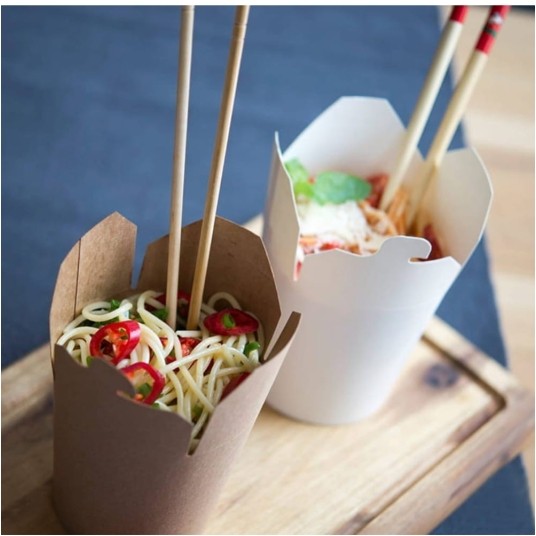 Pojemnik papierowy zamykany - noodle box / kebab box - kraft - 1000 ml - 50 szt. -zdjęcie numer 2