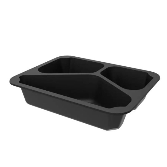 Pojemniki obiadowe do zgrzewu - 227x178x50 mm - trójdzielne - 80 szt. -zdjęcie numer 3
