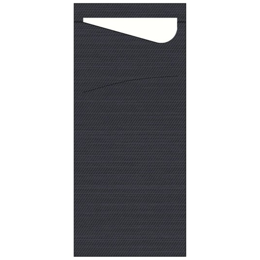 Poszetki Duni Sacchetto® z serwetką Tissue - 8,5 x 19 cm - Czarne - 100 szt -zdjęcie numer 1