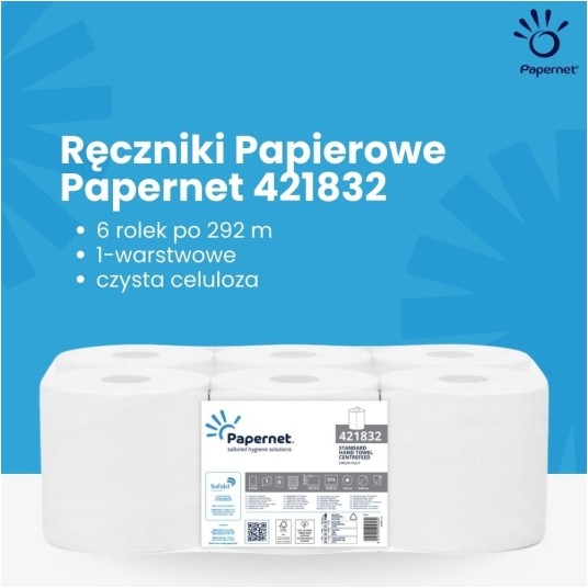 Ręcznik papierowy maxi Papernet 421832 - biały - 292 m - 6 rolek -zdjęcie numer 3