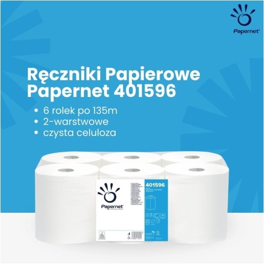 Ręczniki papierowe Papernet 401596 - Maxi Biały - 2 warstwy - 135 m - 6 rolek -zdjęcie numer 4