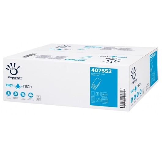 Ręczniki papierowe Papernet 407552 w składce ZZ Dry Tech - białe - 4 panele - 2000 odcinków - H2 -zdjęcie numer 1