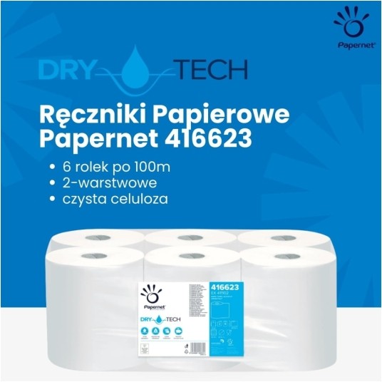 Ręczniki papierowe Papernet 416623 - 2W - białe - 100 m - 6 rolek - H13 -zdjęcie numer 5