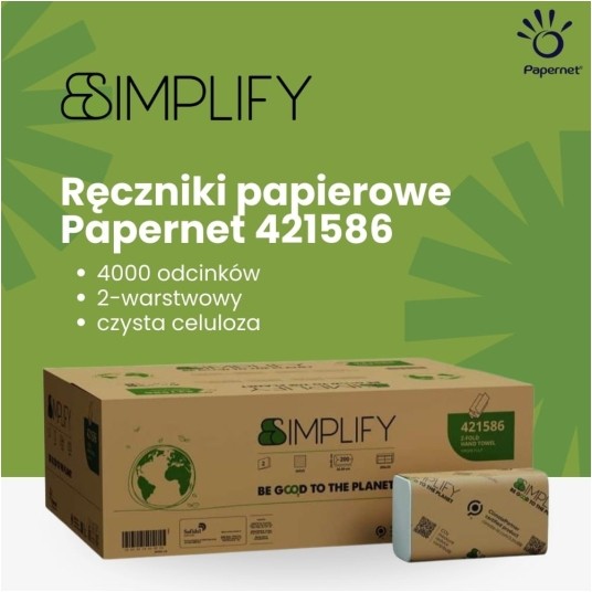 Ręczniki papierowy Papernet 421586 w składce ZZ - biały - 3 panelowy - simplify - 4000 odcinków H2 -zdjęcie numer 3