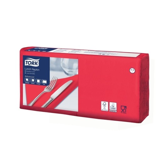 Serwetki lunchowe Tork 477210 - czerwone - 32,8 cm - 200 szt. -zdjęcie numer 5
