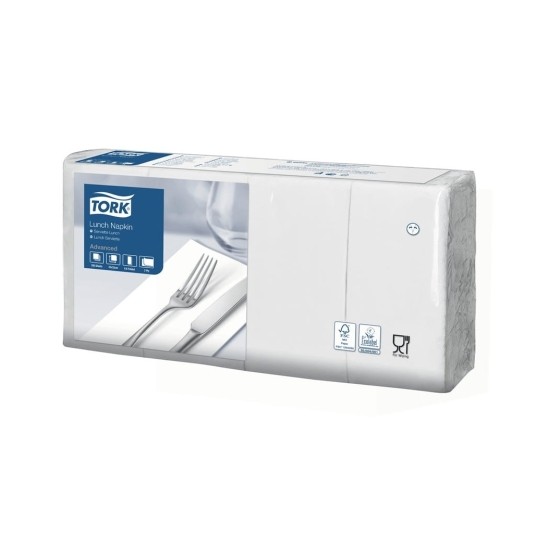 Serwetki lunchowe Tork 477402 - białe - składka 1/8 - 32,8 cm - 200 szt. -zdjęcie numer 5