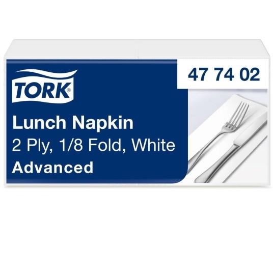 Serwetki lunchowe Tork 477402 - białe - składka 1/8 - 32,8 cm - 200 szt. -zdjęcie numer 1
