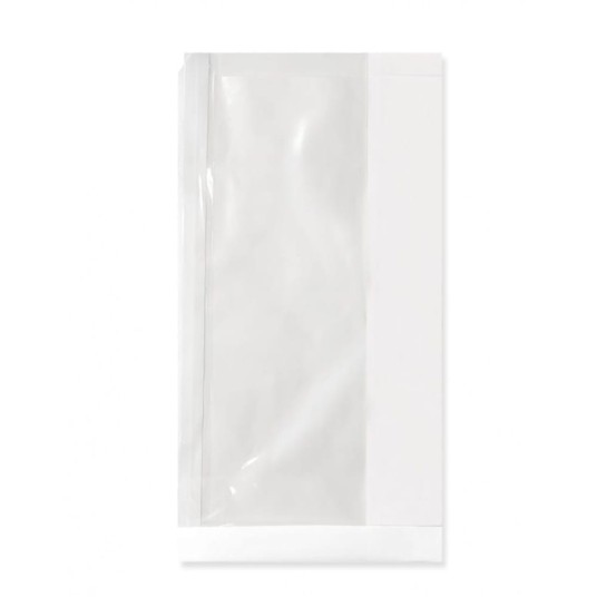 Torebki na pieczywo z okienkiem - fałdowe papierowe - białe - 28 x 15 x 4 cm - 1000 szt. -zdjęcie numer 1