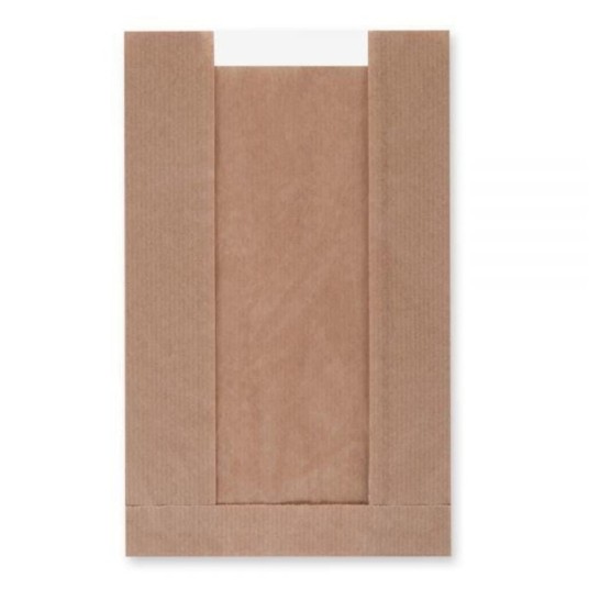 Torebki na pieczywo z okienkiem - fałdowe papierowe - brązowe - 24 x 15 x 7 cm - 1000 szt. -zdjęcie numer 1