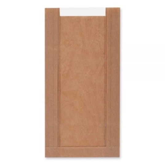 Torebki na pieczywo z okienkiem - fałdowe papierowe - brązowe - 29 x 15 x 6 cm - 1000 szt. -zdjęcie numer 1