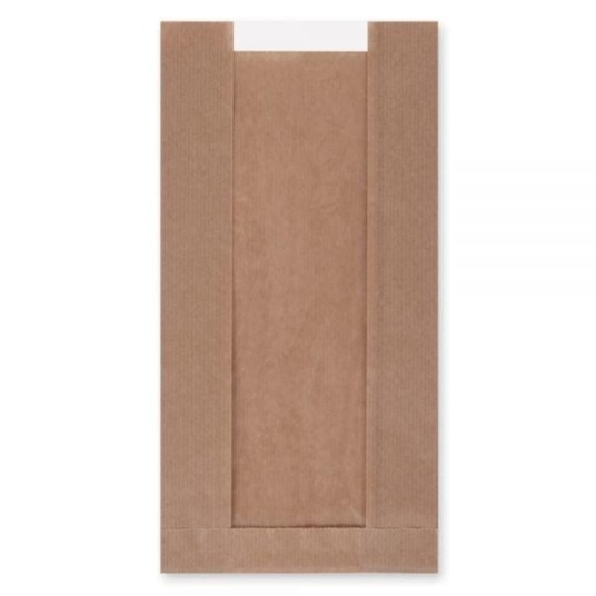 Torebki na pieczywo z okienkiem - fałdowe papierowe - brązowe - 35 x 16 x 7,5 cm - 1000 szt. -zdjęcie numer 1