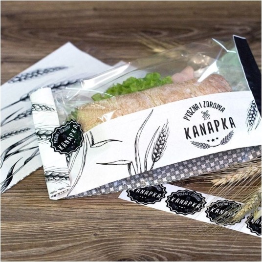 Torebki na pieczywo z okienkiem - fałdowe papierowe - z nadrukiem - 30 x 12 x 7 cm - 1000 szt. -zdjęcie numer 2