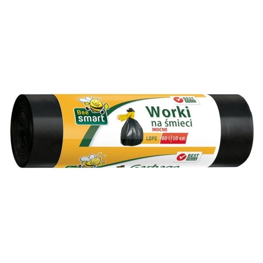Worki na śmieci Bee Smart ldpe 60 l - czarne - 10 szt. -zdjęcie numer 1