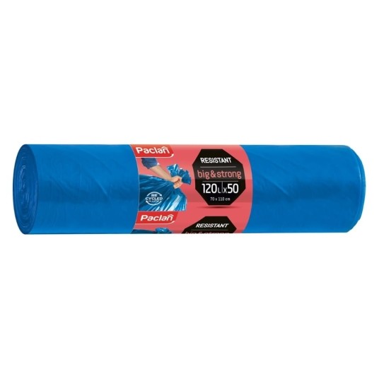 Worki na śmieci Big & Strong ldpe 120 l - niebieskie - 50 szt. -zdjęcie numer 1