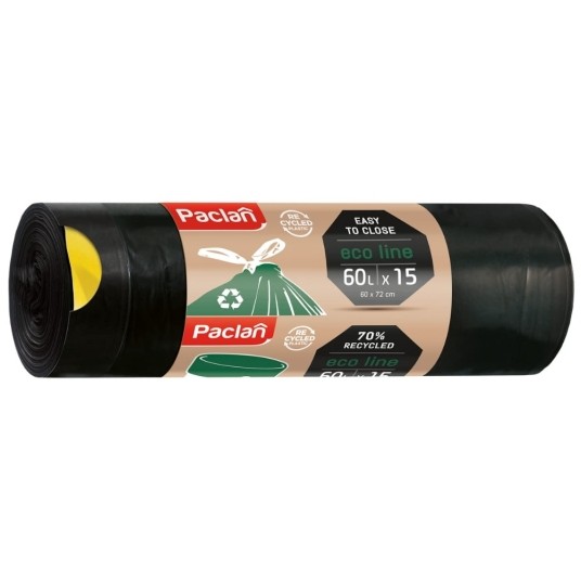 Worki na śmieci Eco Line 60 l - czarne - 15 szt. -zdjęcie numer 1