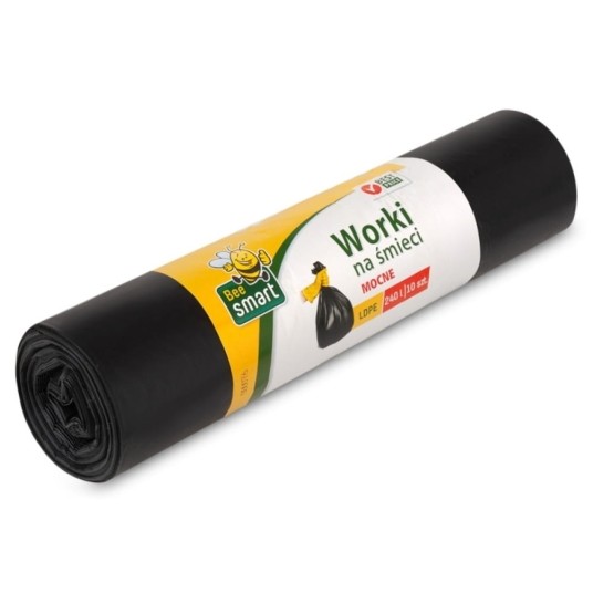 Worki na śmieci ldpe Bee Smart 240 l - czarne - 10 szt. -zdjęcie numer 4