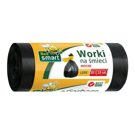 Worki na Śmieci ldpe Bee Smart 35 l - czarne- 15 szt. -zdjęcie numer 1