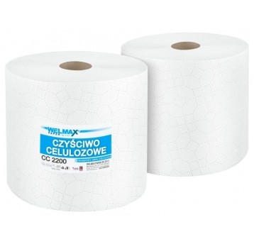 Czyściwo celulozowe Welmax - białe - 200 m - 2 rolki - system W1