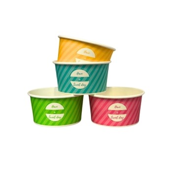Kubeczki papierowe na lody - bez plastiku - mix kolorów - 160 ml - 50 szt.