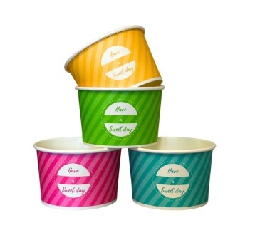 Kubeczki papierowe na lody - bez plastiku - mix kolorów - 245 ml - 50 szt.