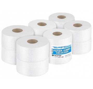 Papier toaletowy Welmax - mini jumbo - celuloza - biały - 12 rolek