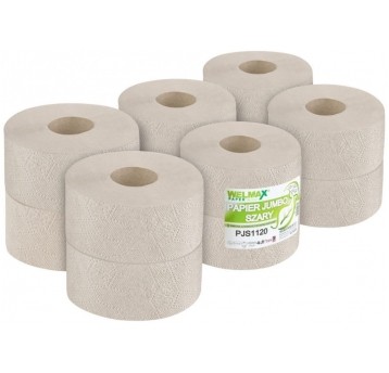 Papier toaletowy Welmax - mini jumbo - szary - 12 rolek