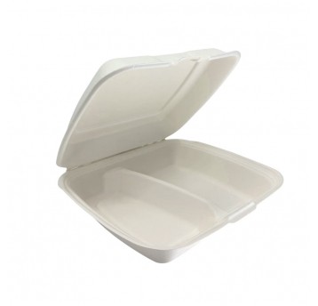 Pojemnik obiadowy menu box BIO z włókna - dwukomorowy - 23 x 20,5 cm - 50 szt.