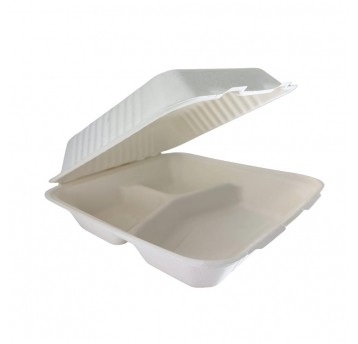 Pojemnik obiadowy menu box BIO z włókna - trzykomorowy - 23 x 20,5 cm - 50 szt.