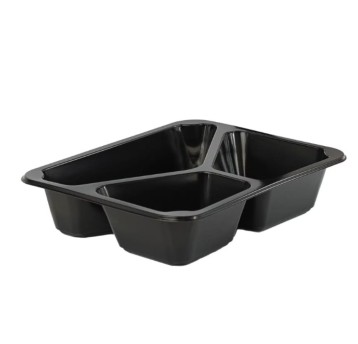 Pojemniki obiadowe do zgrzewu - 227x178x50 mm - trójdzielne - 80 szt.